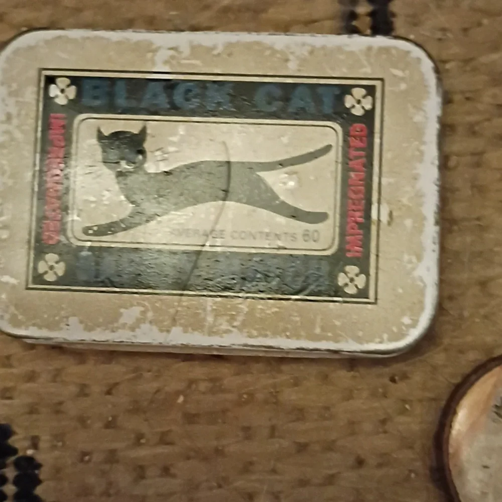 Vintage Cat-Themed Tin And Plastic Pill Holders